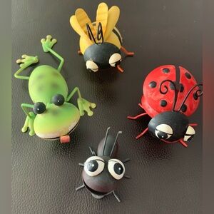 4 Piece Insects Steel Magnets Garden Friends Bumble Bee Ladybug Ant Frog